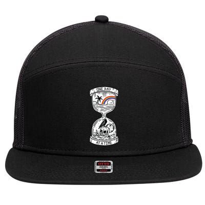 One Day At A Time Aa Na Recovery Sober Alcoholics Anonymous Meaningful Gift 7 Panel Mesh Trucker Snapback Hat