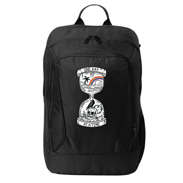 One Day At A Time Aa Na Recovery Sober Alcoholics Anonymous Meaningful Gift City Backpack