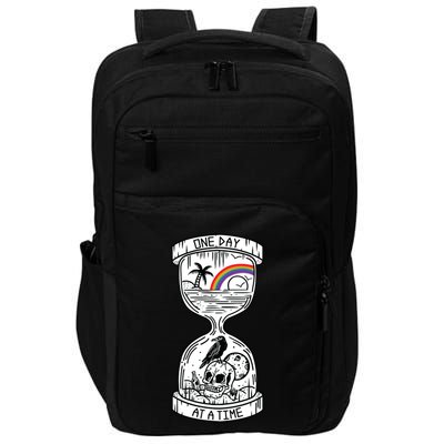 One Day At A Time Aa Na Recovery Sober Alcoholics Anonymous Meaningful Gift Impact Tech Backpack