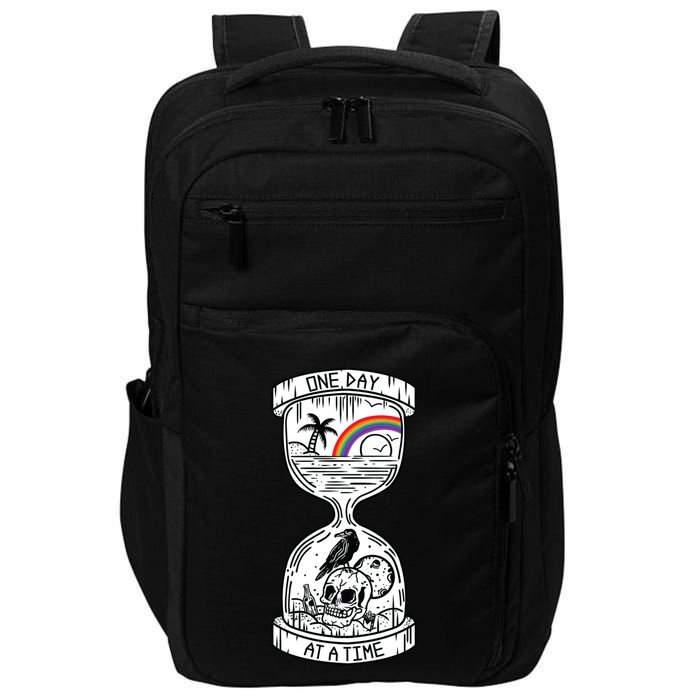 One Day At A Time Aa Na Recovery Sober Alcoholics Anonymous Meaningful Gift Impact Tech Backpack