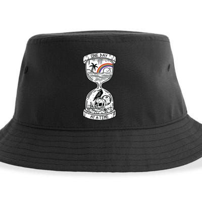 One Day At A Time Aa Na Recovery Sober Alcoholics Anonymous Meaningful Gift Sustainable Bucket Hat