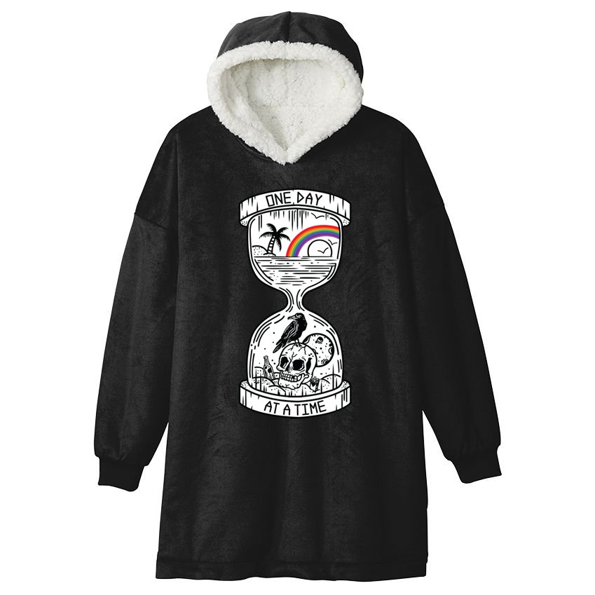 One Day At A Time Aa Na Recovery Sober Alcoholics Anonymous Meaningful Gift Hooded Wearable Blanket