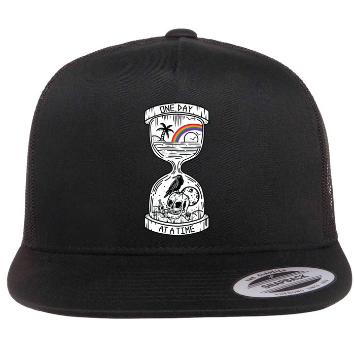 One Day At A Time Aa Na Recovery Sober Alcoholics Anonymous Meaningful Gift Flatbill Hat