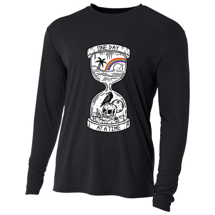 One Day At A Time Aa Na Recovery Sober Alcoholics Anonymous Meaningful Gift Cooling Performance Long Sleeve Crew