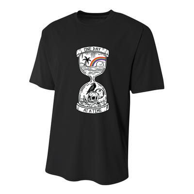 One Day At A Time Aa Na Recovery Sober Alcoholics Anonymous Meaningful Gift Youth Performance Sprint T-Shirt