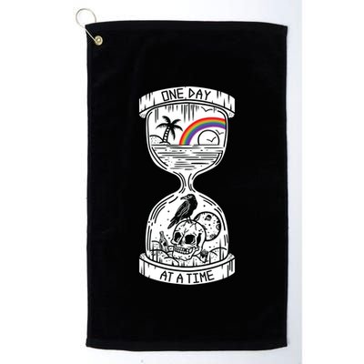 One Day At A Time Aa Na Recovery Sober Alcoholics Anonymous Meaningful Gift Golf Towel
