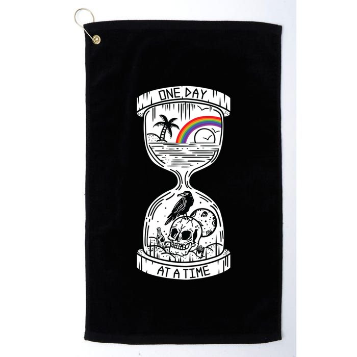 One Day At A Time Aa Na Recovery Sober Alcoholics Anonymous Meaningful Gift Golf Towel