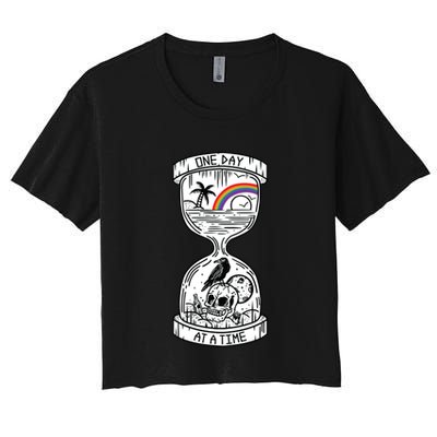 One Day At A Time Aa Na Recovery Sober Alcoholics Anonymous Meaningful Gift Crop Top