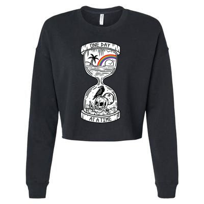 One Day At A Time Aa Na Recovery Sober Alcoholics Anonymous Meaningful Gift Cropped Pullover Crew