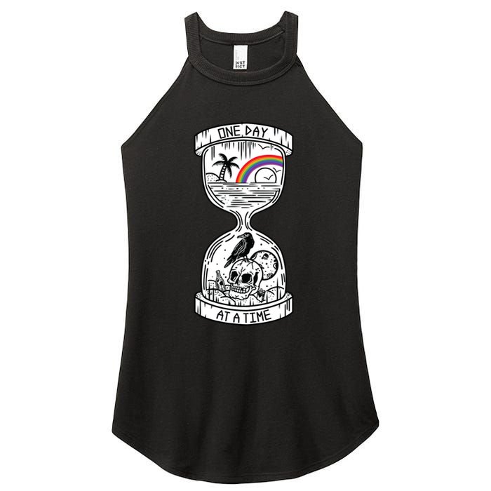 One Day At A Time Aa Na Recovery Sober Alcoholics Anonymous Meaningful Gift Women's Perfect Tri Rocker Tank