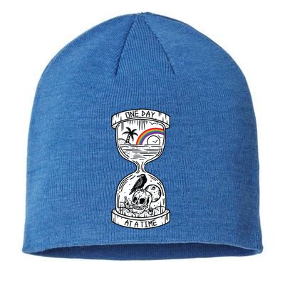 One Day At A Time Aa Na Recovery Sober Alcoholics Anonymous Meaningful Gift Sustainable Beanie