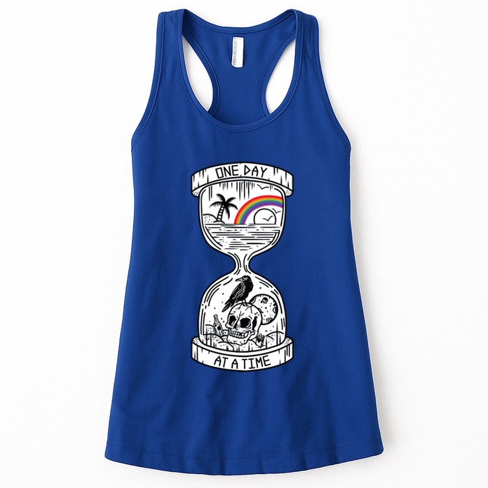 One Day At A Time Aa Na Recovery Sober Alcoholics Anonymous Meaningful Gift Womens Tank Top