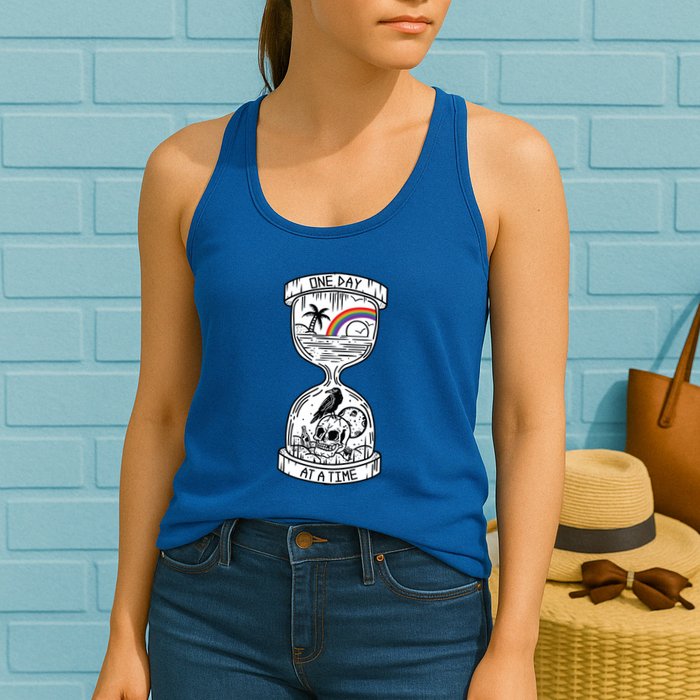 One Day At A Time Aa Na Recovery Sober Alcoholics Anonymous Meaningful Gift Womens Tank Top