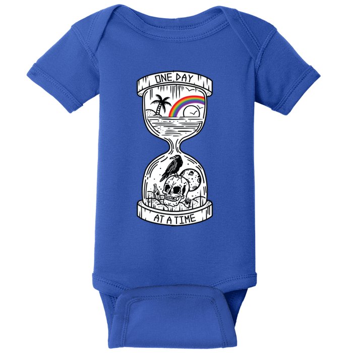 One Day At A Time Aa Na Recovery Sober Alcoholics Anonymous Meaningful Gift Baby Bodysuit