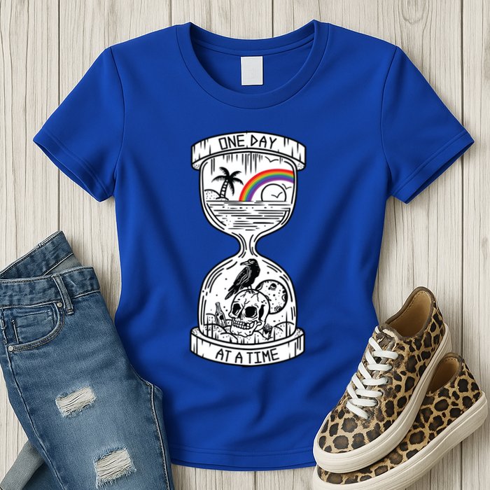 One Day At A Time Aa Na Recovery Sober Alcoholics Anonymous Meaningful Gift Womens T-Shirt
