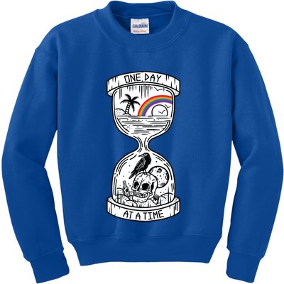 One Day At A Time Aa Na Recovery Sober Alcoholics Anonymous Meaningful Gift Kids Sweatshirt