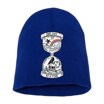One Day At A Time Aa Na Recovery Sober Alcoholics Anonymous Meaningful Gift Short Acrylic Beanie