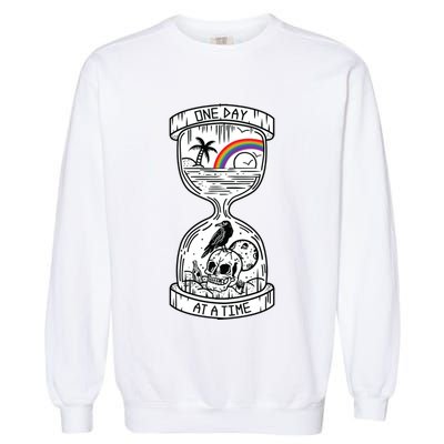 One Day At A Time Aa Na Recovery Sober Alcoholics Anonymous Meaningful Gift Garment-Dyed Sweatshirt