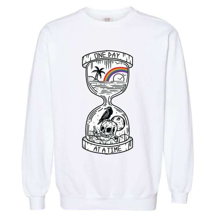 One Day At A Time Aa Na Recovery Sober Alcoholics Anonymous Meaningful Gift Garment-Dyed Sweatshirt