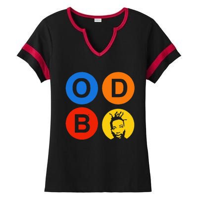 Ol Dirty Bastard Letters & Circles Ladies Halftime Notch Neck Tee