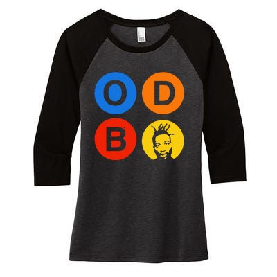 Ol Dirty Bastard Letters & Circles Women's Tri-Blend 3/4-Sleeve Raglan Shirt