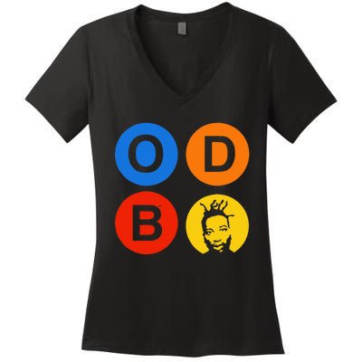 Ol Dirty Bastard Letters & Circles Women's V-Neck T-Shirt