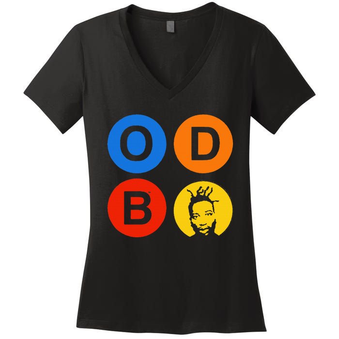 Ol Dirty Bastard Letters & Circles Women's V-Neck T-Shirt