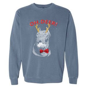 Oh Deer Cane Corso Xmas Red Bowtie Gift Garment-Dyed Sweatshirt