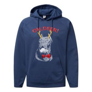 Oh Deer Cane Corso Xmas Red Bowtie Gift Performance Fleece Hoodie