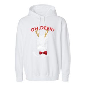 Oh Deer Cane Corso Xmas Red Bowtie Gift Garment-Dyed Fleece Hoodie