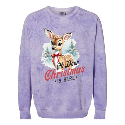 Oh Deer Christmas Is Here Colorblast Crewneck Sweatshirt