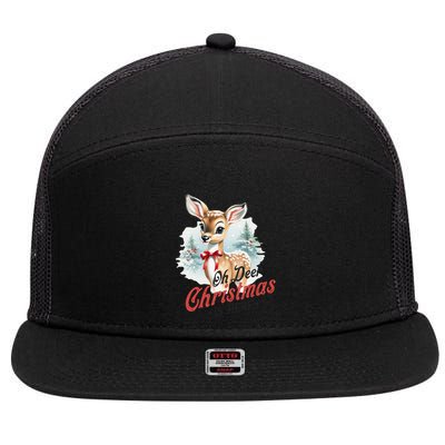 Oh Deer Christmas Is Here 7 Panel Mesh Trucker Snapback Hat