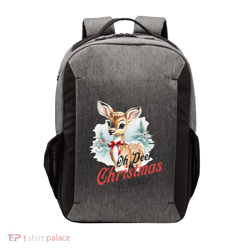 Oh Deer Christmas Is Here Vector Backpack