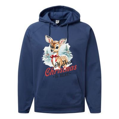 Oh Deer Christmas Is Here Performance Fleece Hoodie