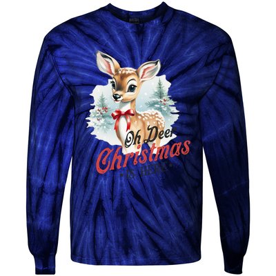 Oh Deer Christmas Is Here Tie-Dye Long Sleeve Shirt