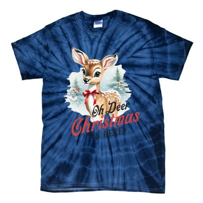 Oh Deer Christmas Is Here Tie-Dye T-Shirt