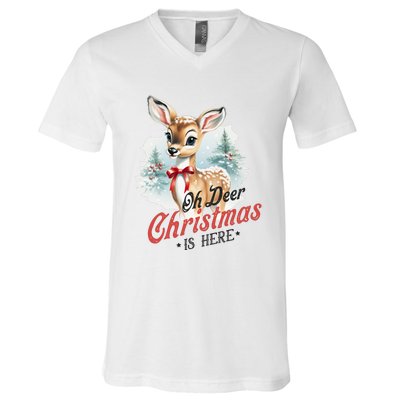 Oh Deer Christmas Is Here V-Neck T-Shirt