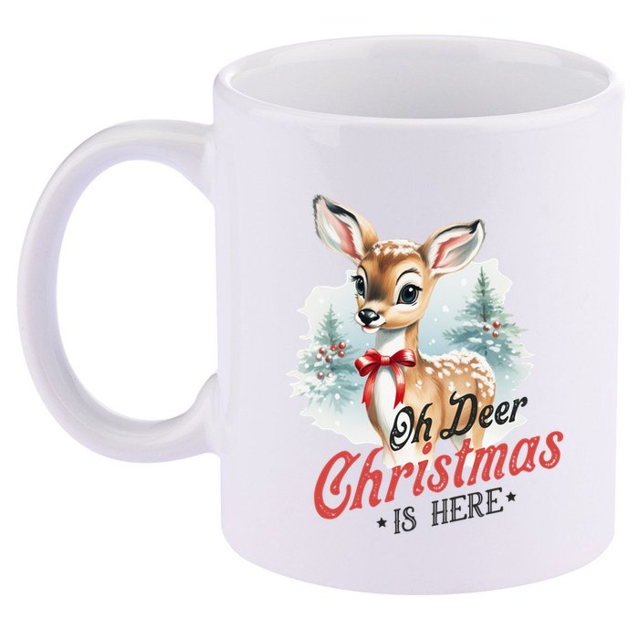 Oh Deer Christmas Is Here 11oz C Handle Ceramic Mug