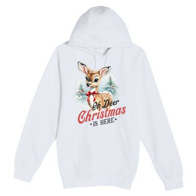 Oh Deer Christmas Is Here Premium Pullover Hoodie