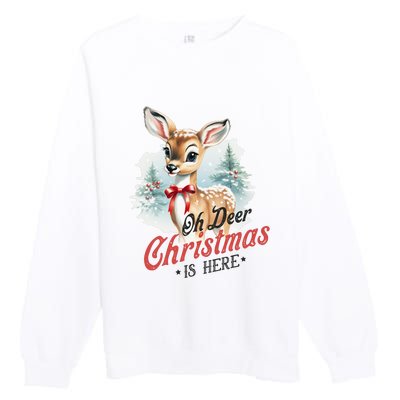 Oh Deer Christmas Is Here Premium Crewneck Sweatshirt