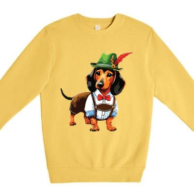 Oktoberfest Dachshund Cute Sausage Dog German Premium Crewneck Sweatshirt