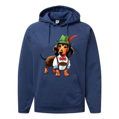 Oktoberfest Dachshund Cute Sausage Dog German Performance Fleece Hoodie