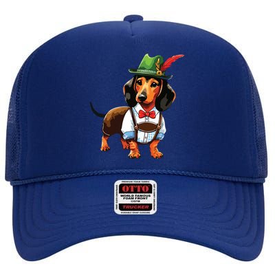 Oktoberfest Dachshund Cute Sausage Dog German High Crown Mesh Back Trucker Hat