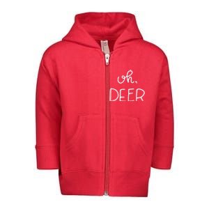 Oh Deer Christmas Cute Christmas Toddler Zip Fleece Hoodie