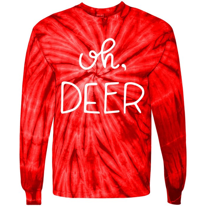 Oh Deer Christmas Cute Christmas Tie-Dye Long Sleeve Shirt