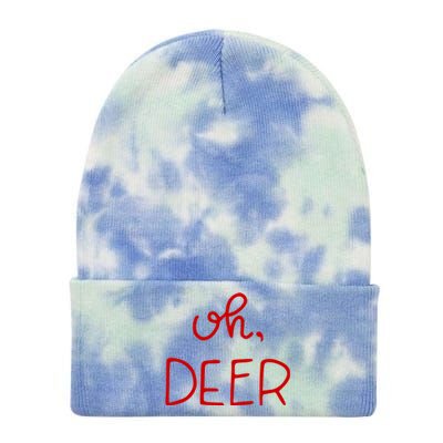 Oh Deer Christmas Cute Christmas Tie Dye 12in Knit Beanie