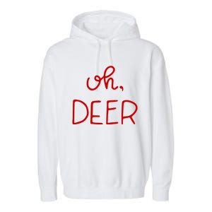 Oh Deer Christmas Cute Christmas Garment-Dyed Fleece Hoodie