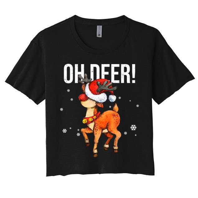 Oh Deer Christmas Holiday Vintage Gift Crop Top