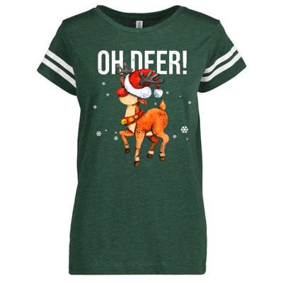 Oh Deer Christmas Holiday Vintage Gift Enza Ladies Jersey Football T-Shirt