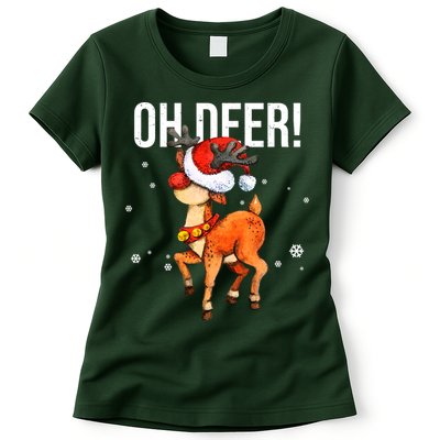 Oh Deer Christmas Holiday Vintage Gift Womens T-Shirt